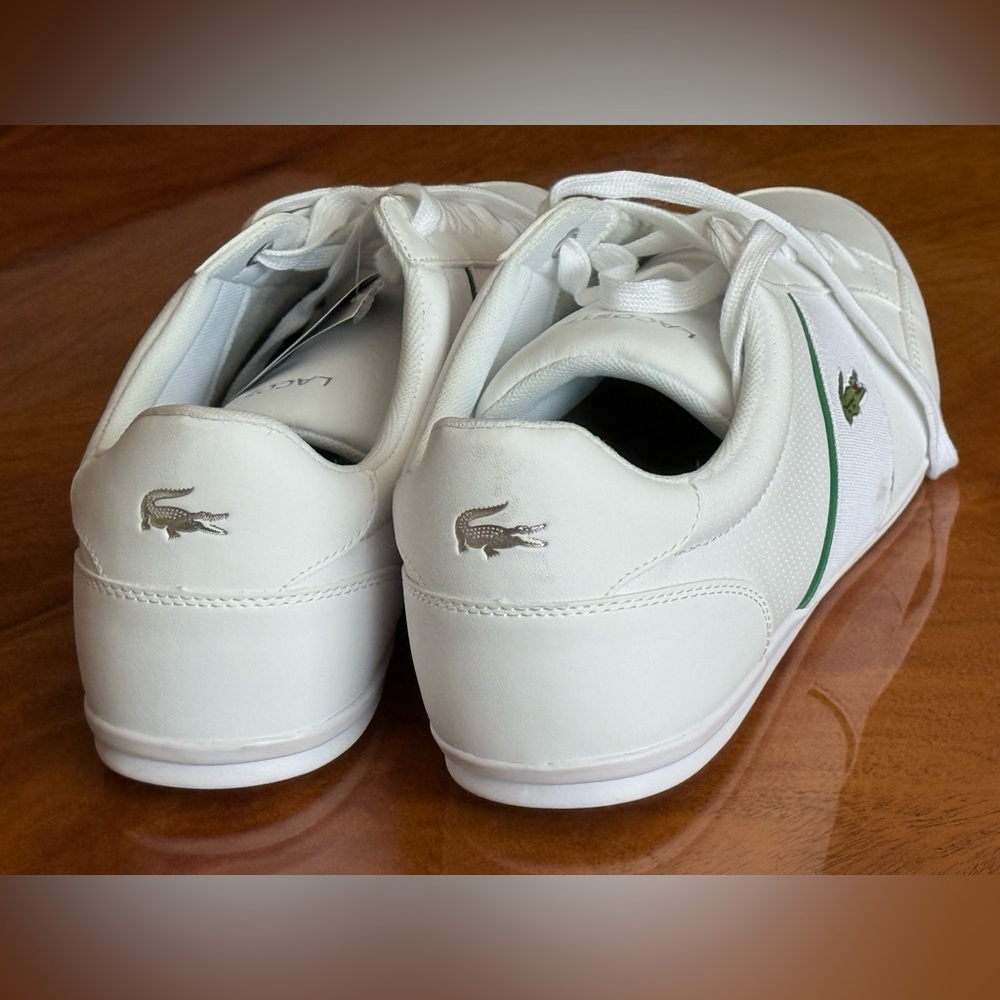 New ‼️Lacoste Men's White Sneakers with Green Accent